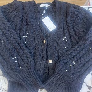 Sadie & Sage Black Cable Knit Cardigan